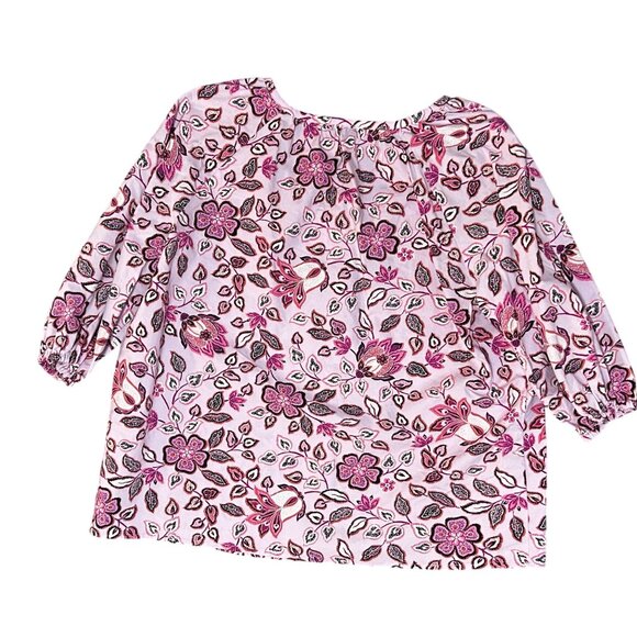 Ann Taylor Petite Floral Blouse SP Purple & Pink Cotton Blend 1654 - Picture 2 of 6